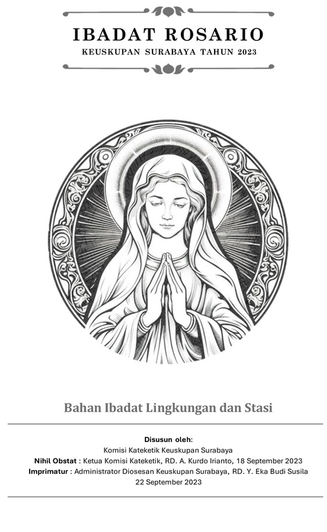 Bahan Pendalaman Iman Bulan Rosario 2023 Bagi Umat Katolik Keuskupan Surabaya